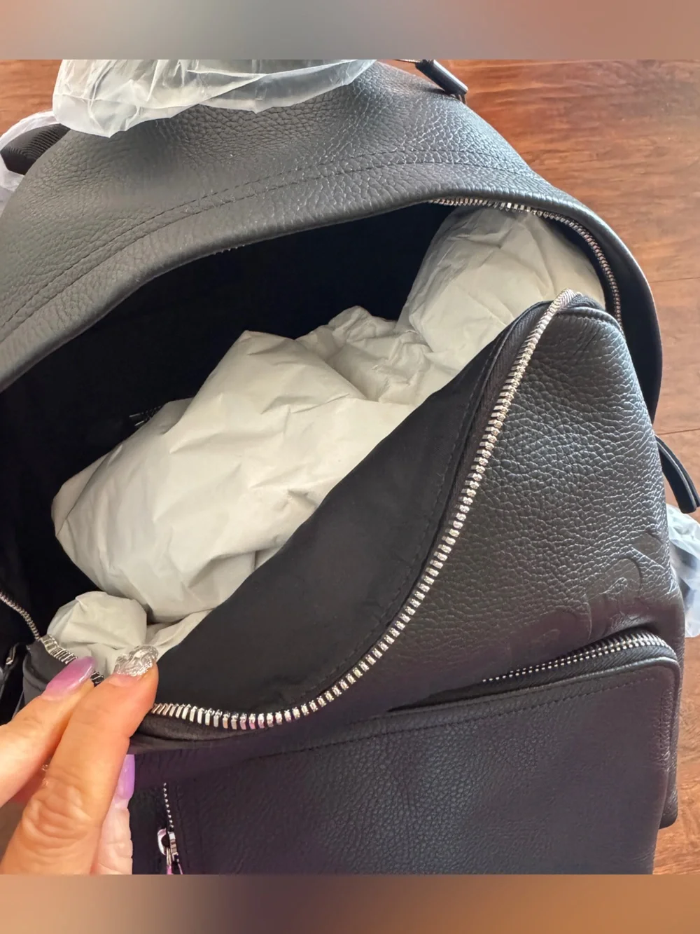 Burberry Abbeydale Black Pebbled Leather Logo Embossed Backpack
